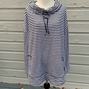 Talbots black striped cowl neck Top 1X